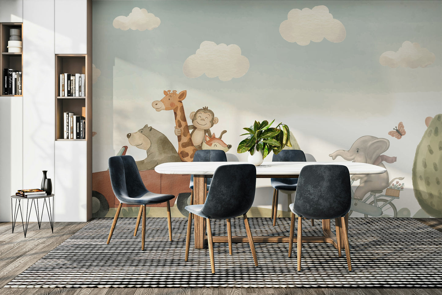 Peel and stick animal adventure wallpaper for children