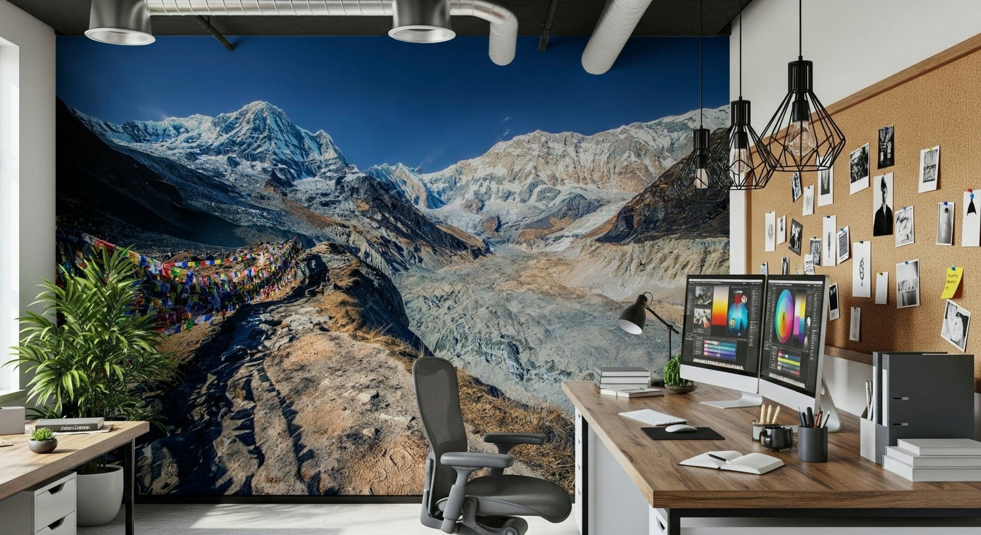 Vibrant Himalayan mountain Annapurna Conservation Area wall mural decor