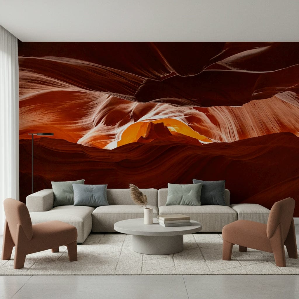 Professional office space with a large feature wall showing an antelope illustration.