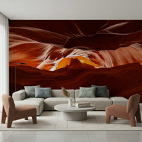 Professional office space with a large feature wall showing an antelope illustration.