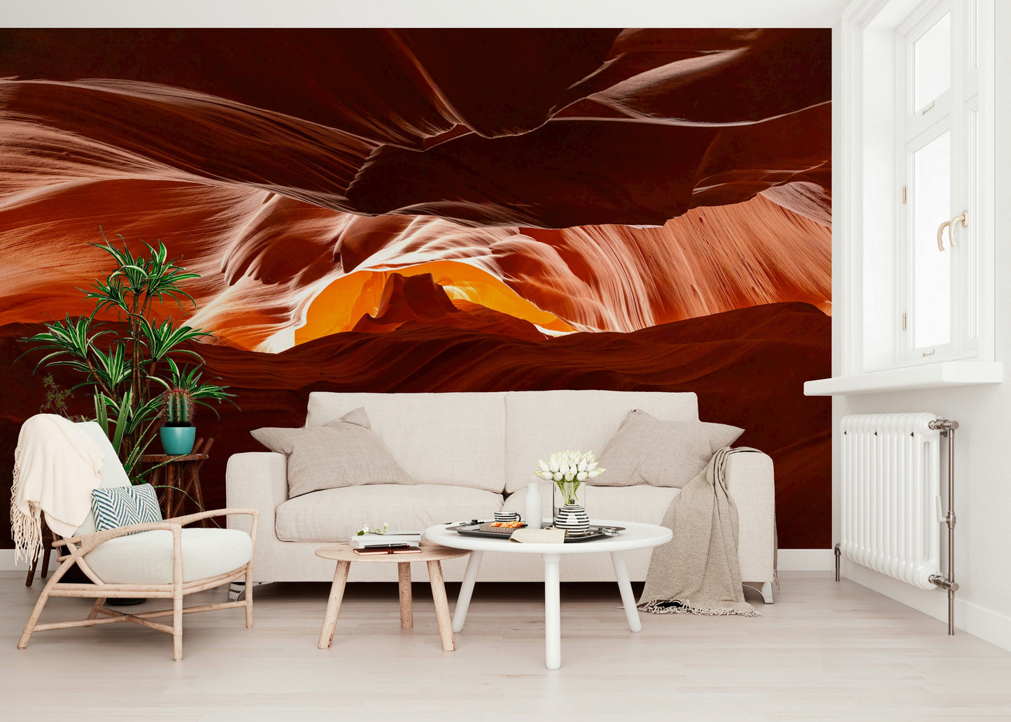 Detailed view of the artistic lines and textures in the antelope wall mural.