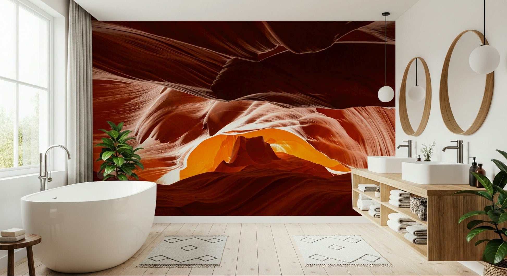 Antelope's Embrace Wall Mural used as a backdrop in a cozy reading nook.