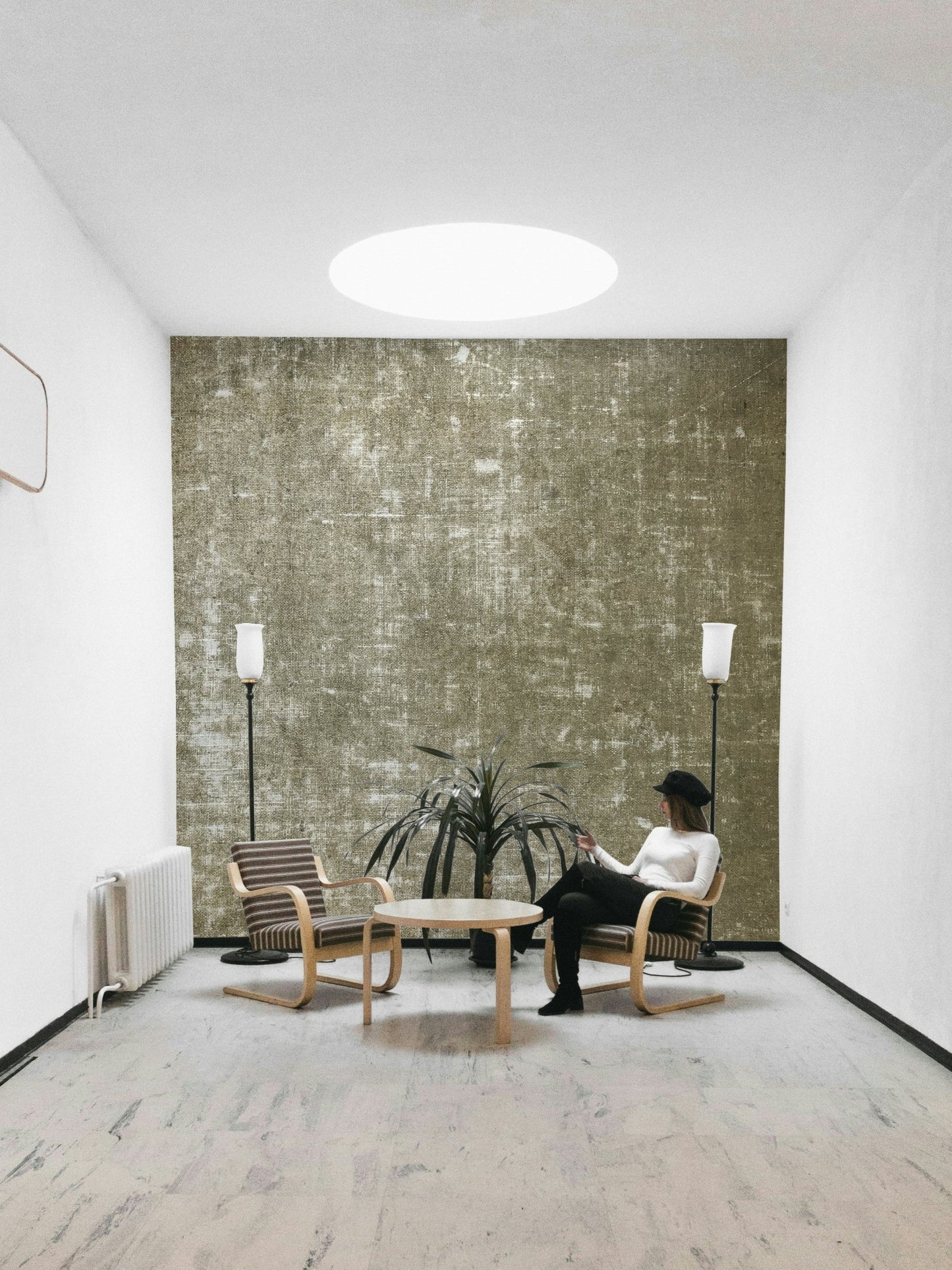 Muted green-brown mural wallpaper
