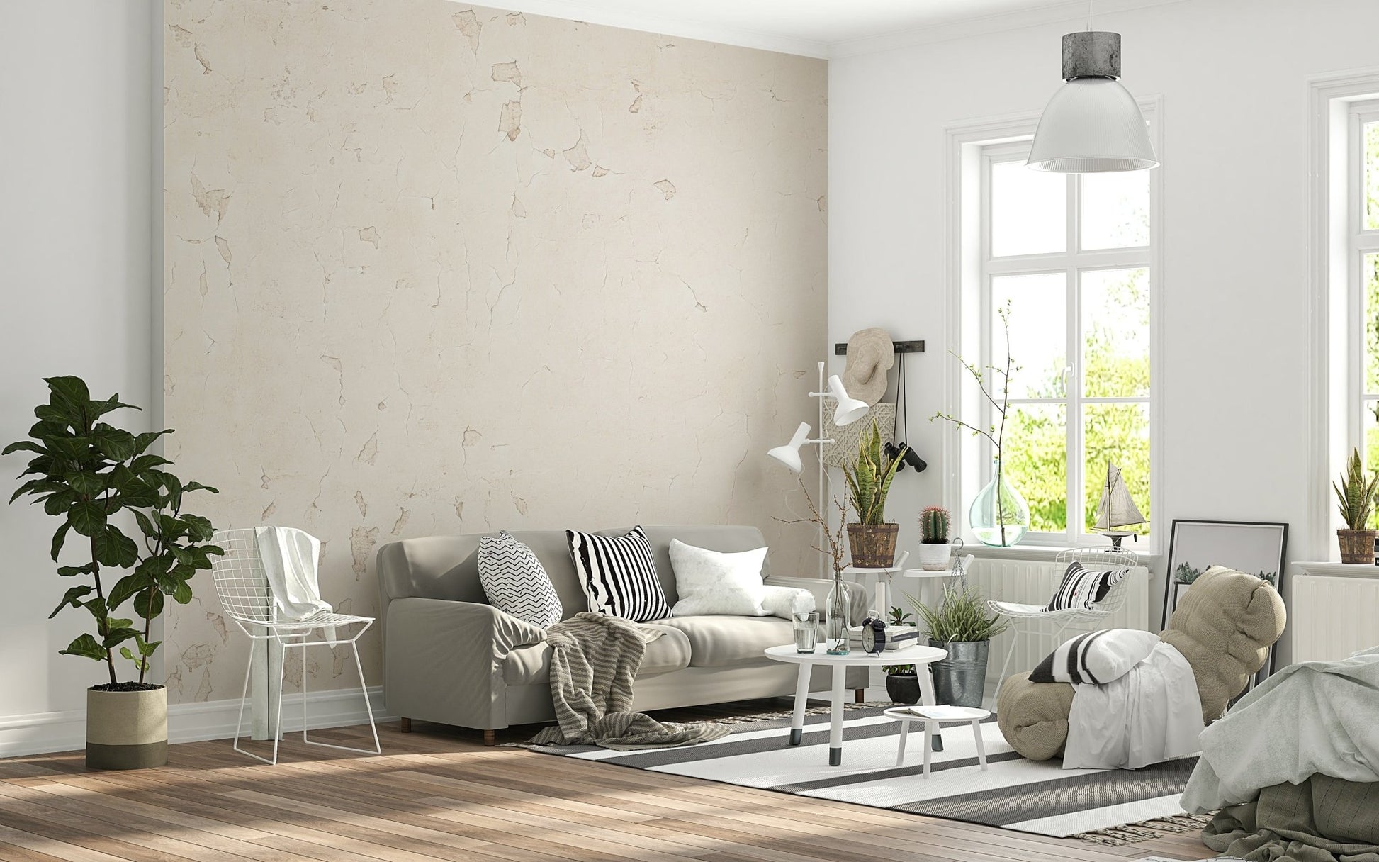 Decorative mural showcasing historical wall textures with rustic appeal