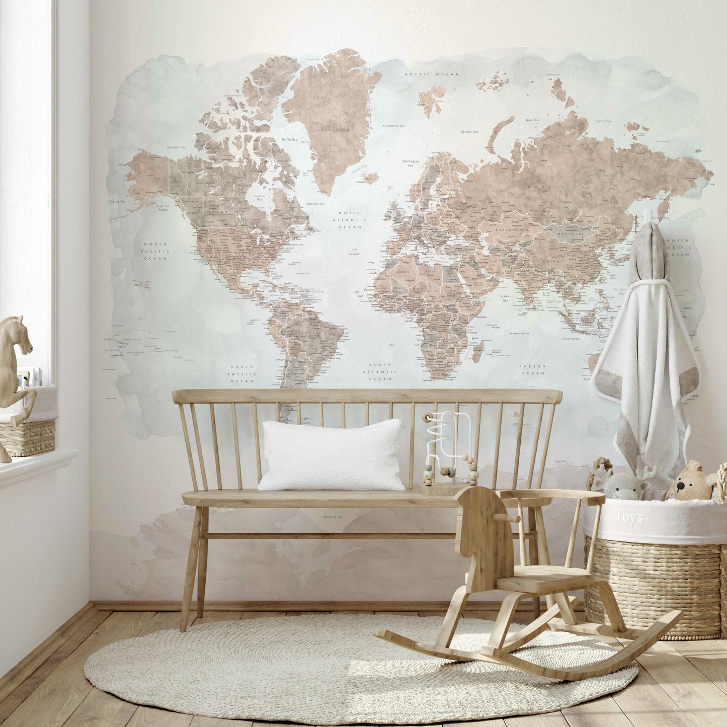 Antique World Map Watercolor Wallpaper