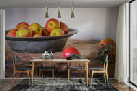 Soft, fresh apples placed in a vintage bowl on a table

