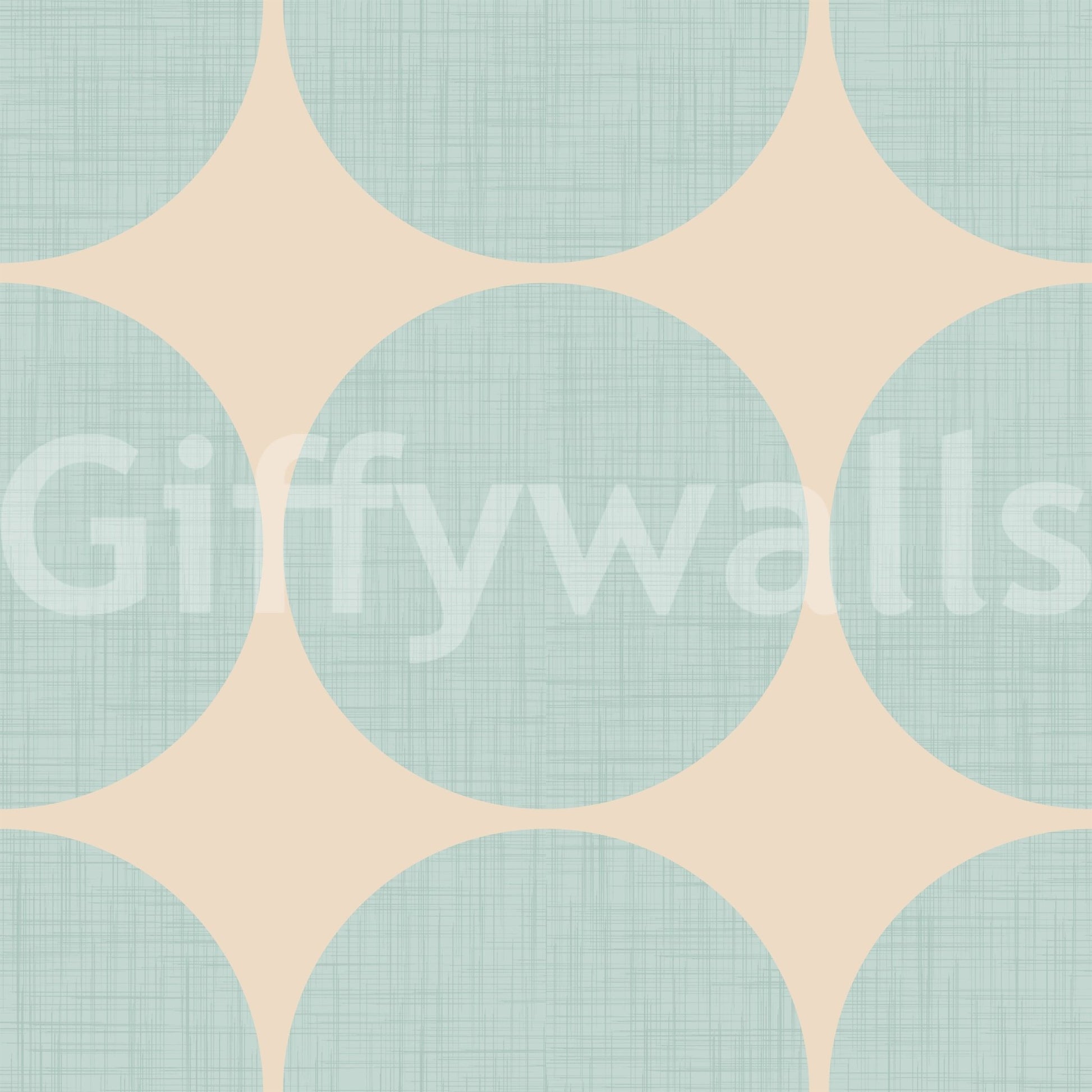 Graphic wallpaper design showcasing large aqua spheres in a structured grid layout