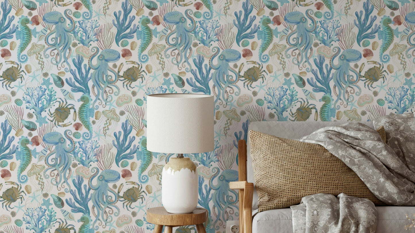 Underwater-themed wallpaper for cabins

