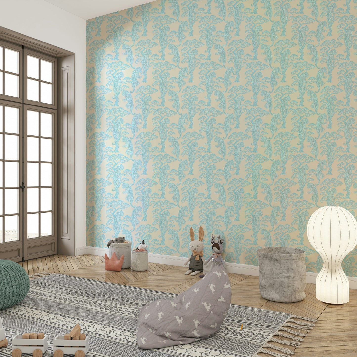 A beautiful tropical foliage wall mural for a living room.

