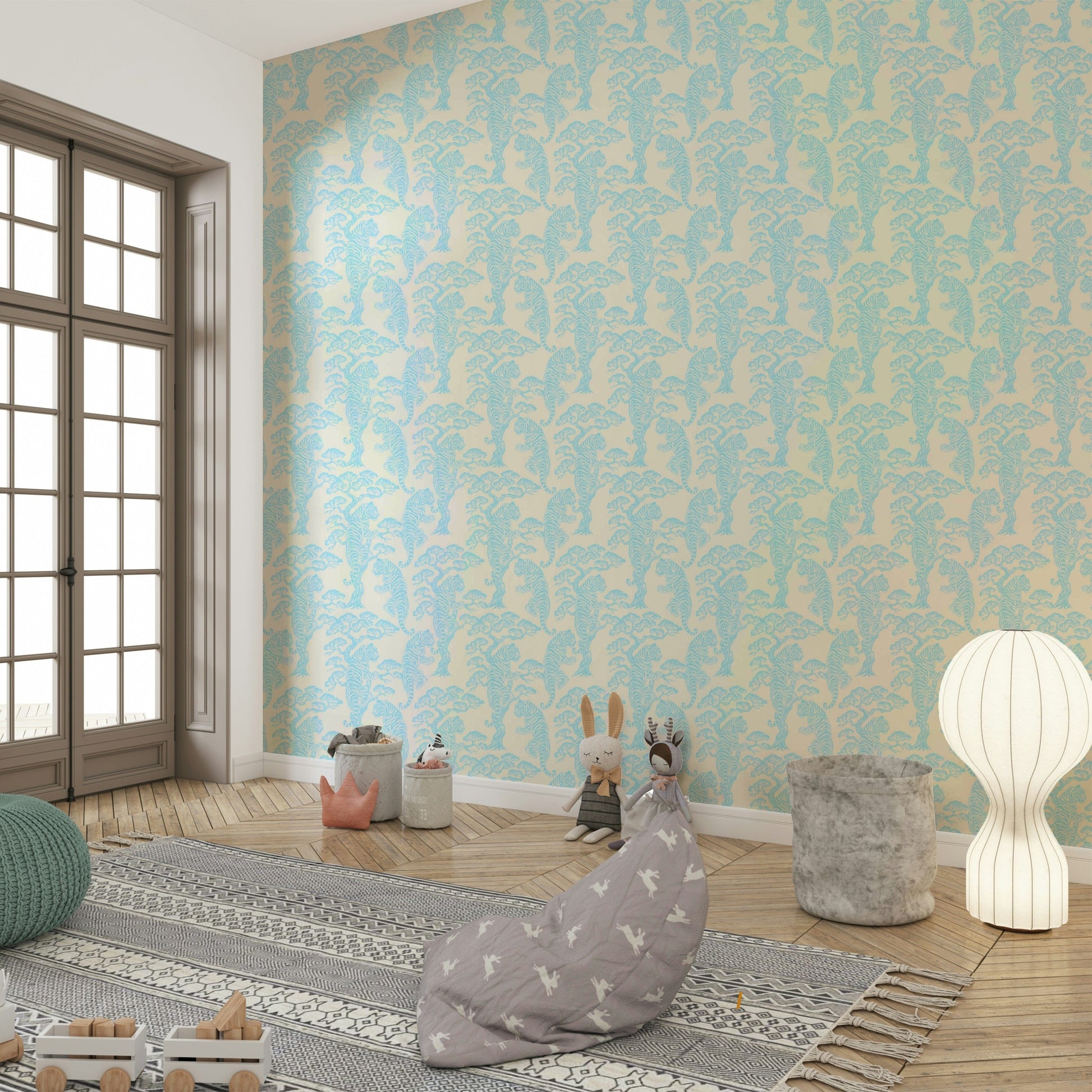 A beautiful tropical foliage wall mural for a living room.

