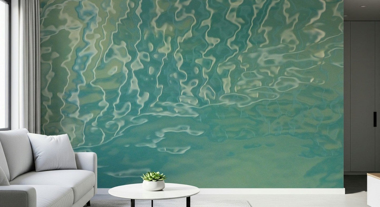 Soft ripple effect wall mural in aqua shades
