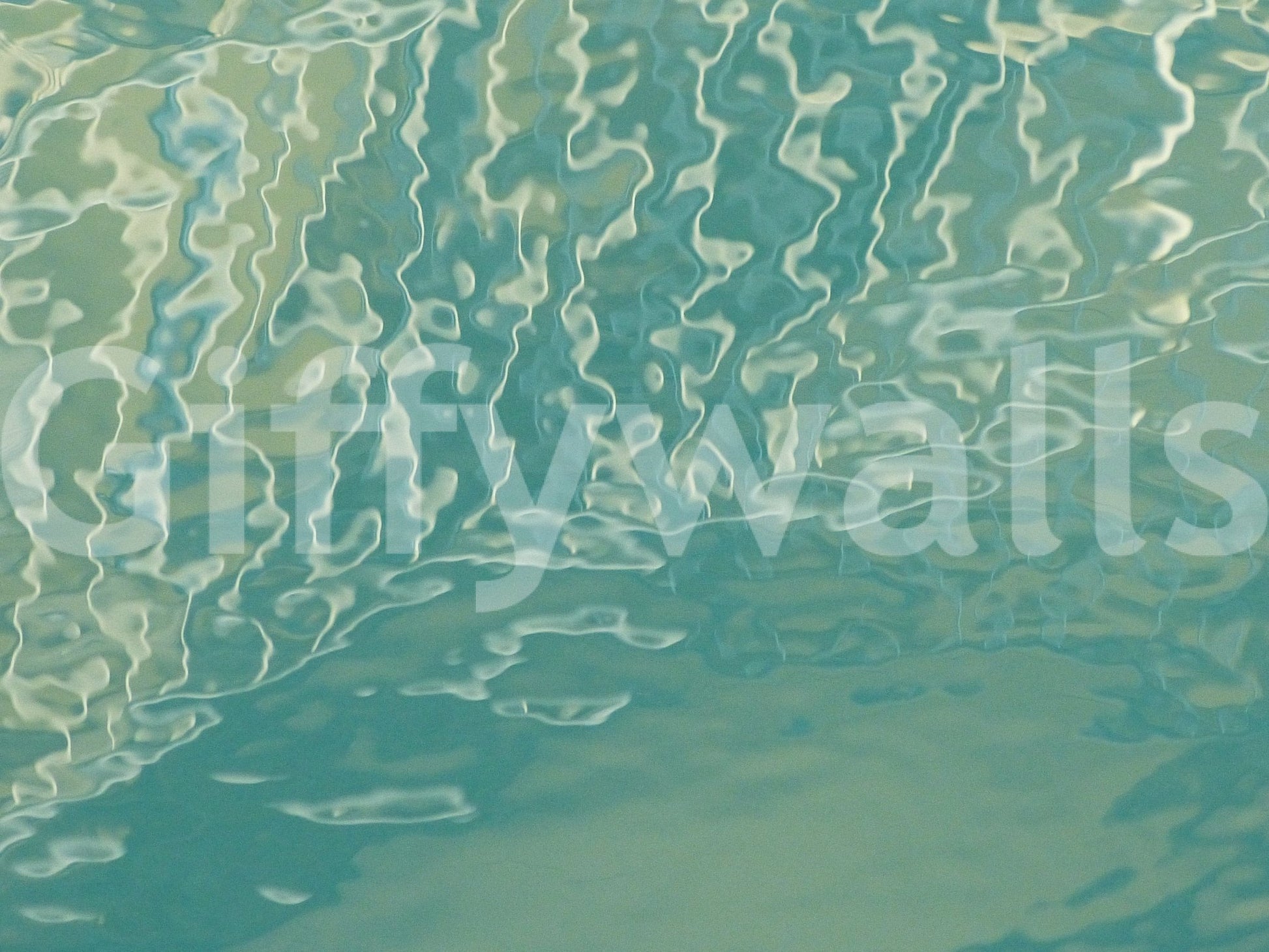 Gentle wave pattern wall mural in cool aqua