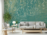 Soothing water Aqua Waves design subtle green wallpaper.