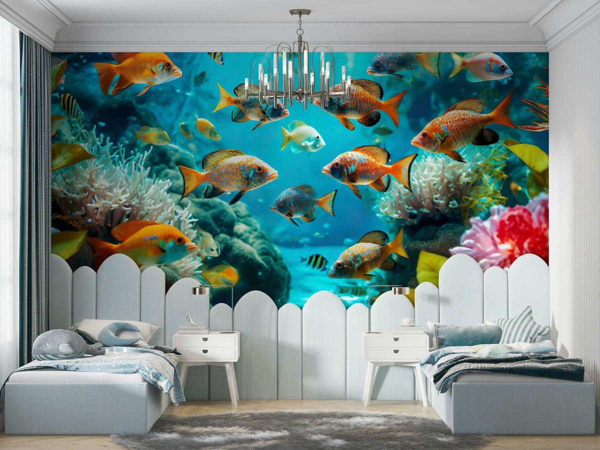 Aquatic Harmony Wall Mural – Underwater Fish Wallpaper