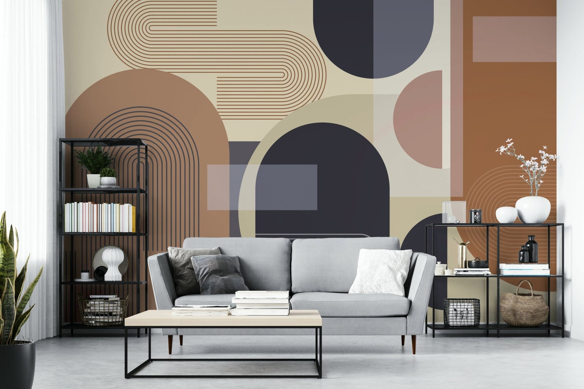 The geometric shapes are a central focus of the image.

