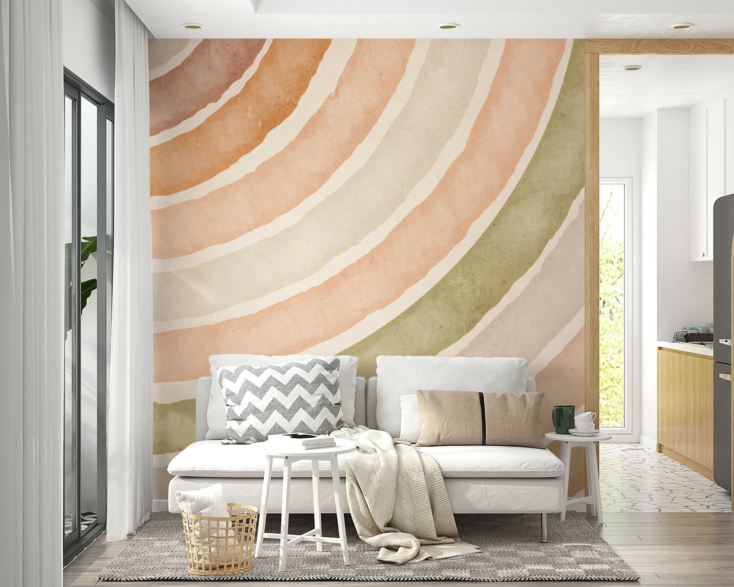 Arched watercolor mural wallpaper

