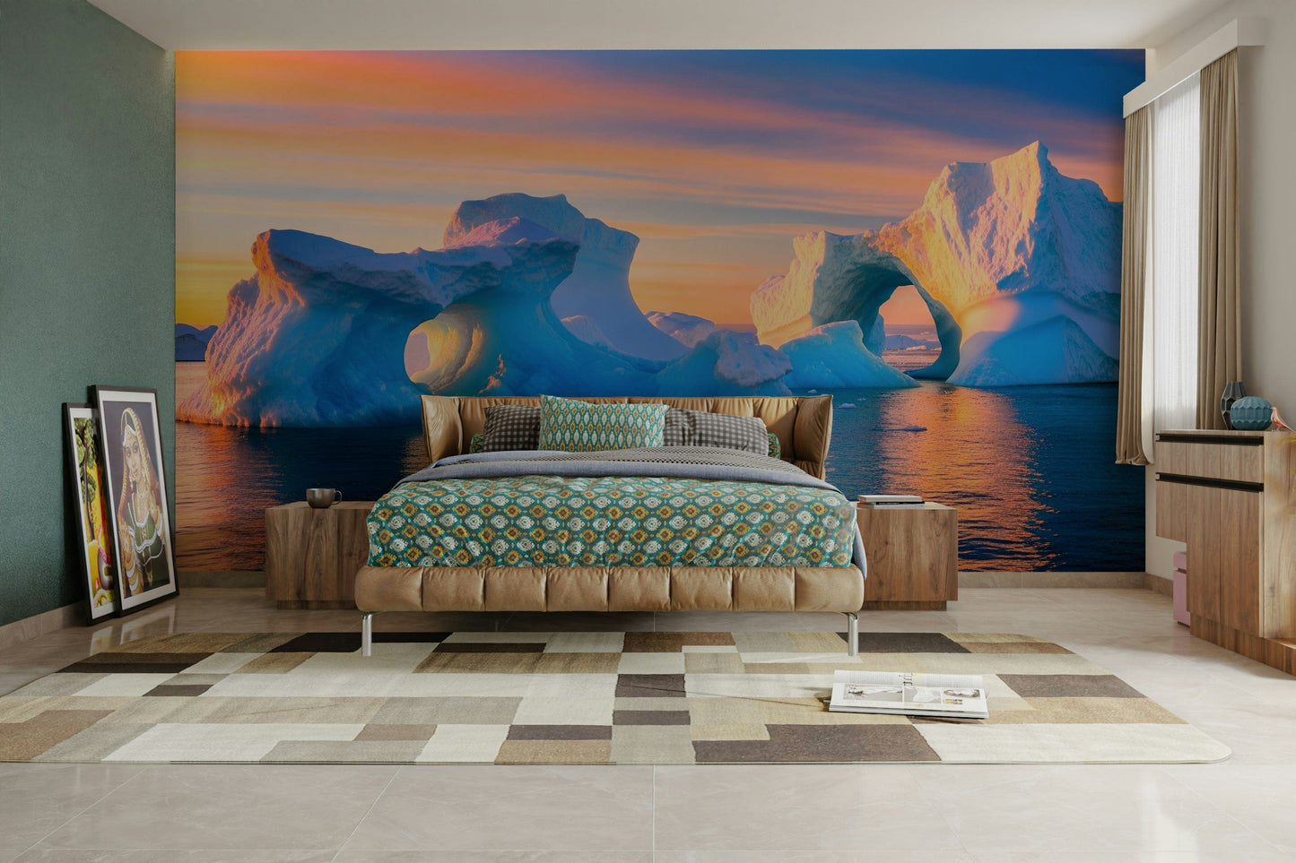 Serene arctic scene with friendly animals

