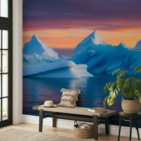 Scenic wallpaper with cartoon shapes and colors

