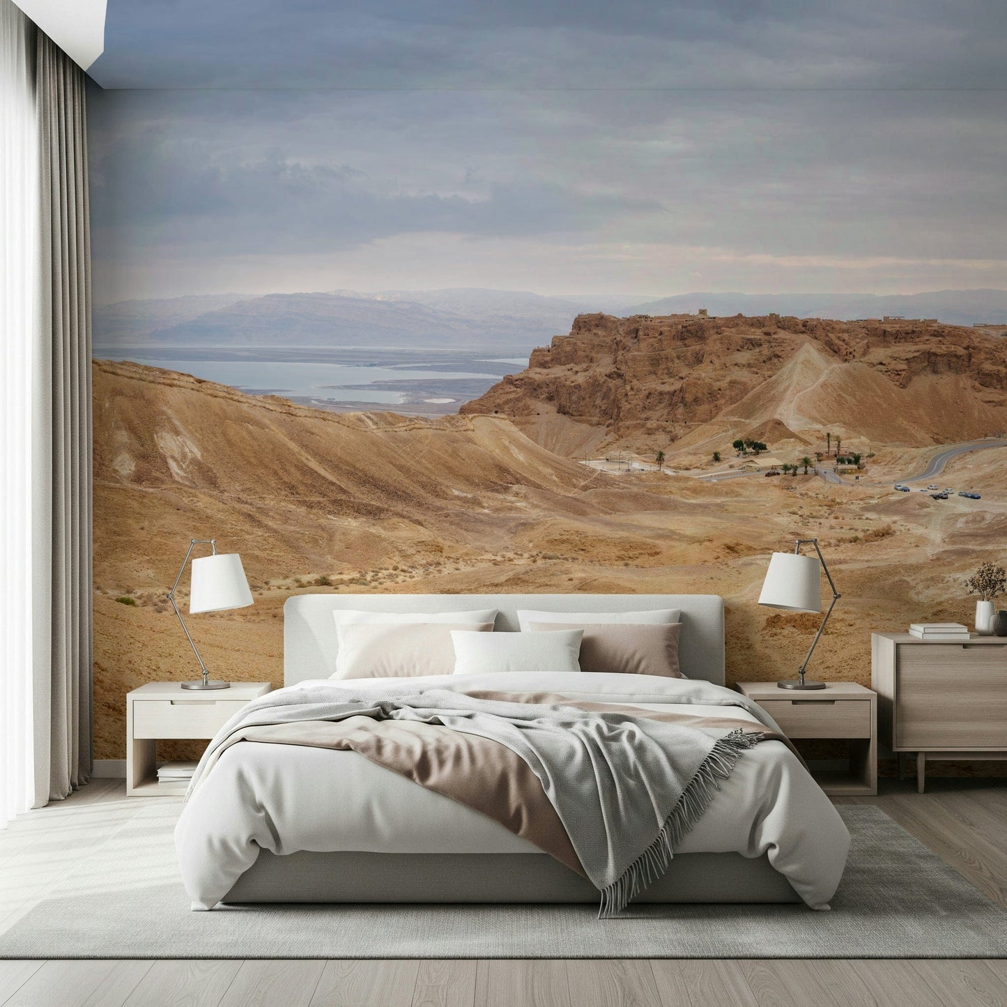 Ancient plateau and rugged mountains, Arid Majesty Desert Landscape Design home décor.