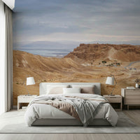 Ancient plateau and rugged mountains, Arid Majesty Desert Landscape Design home décor.