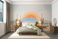 Arizona wall mural with vibrant sunrise sky

