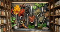 Aromatic Spice Collection Wall Mural for pantry