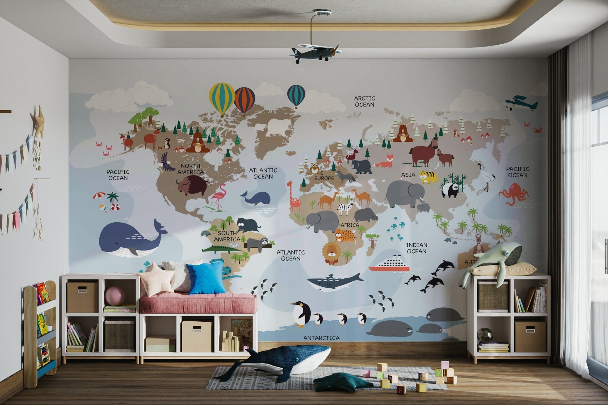 Playroom adventure map mural

