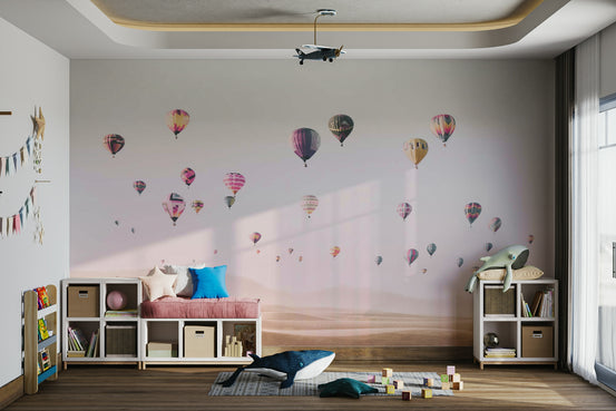 Around the World wall mural with global landmarks


