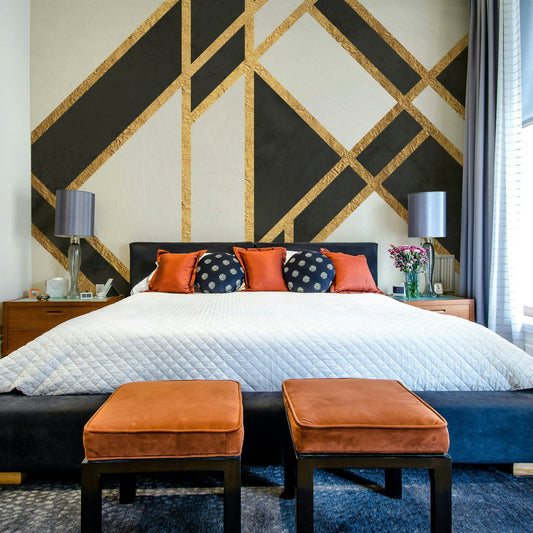 Elegant Art Deco black and white wall mural design

