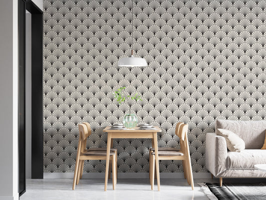 Intricate art deco arch-style wallpaper
