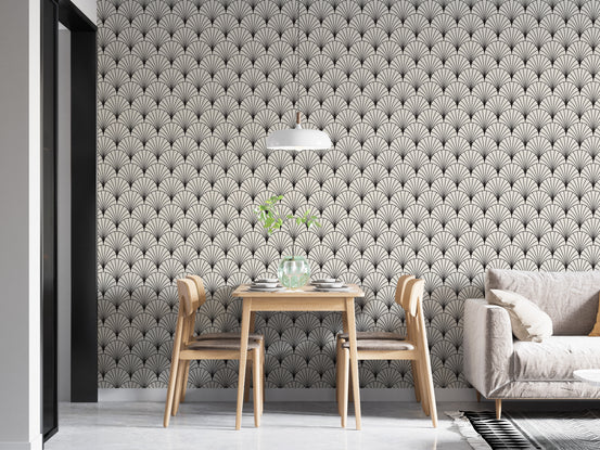 Intricate art deco arch-style wallpaper
