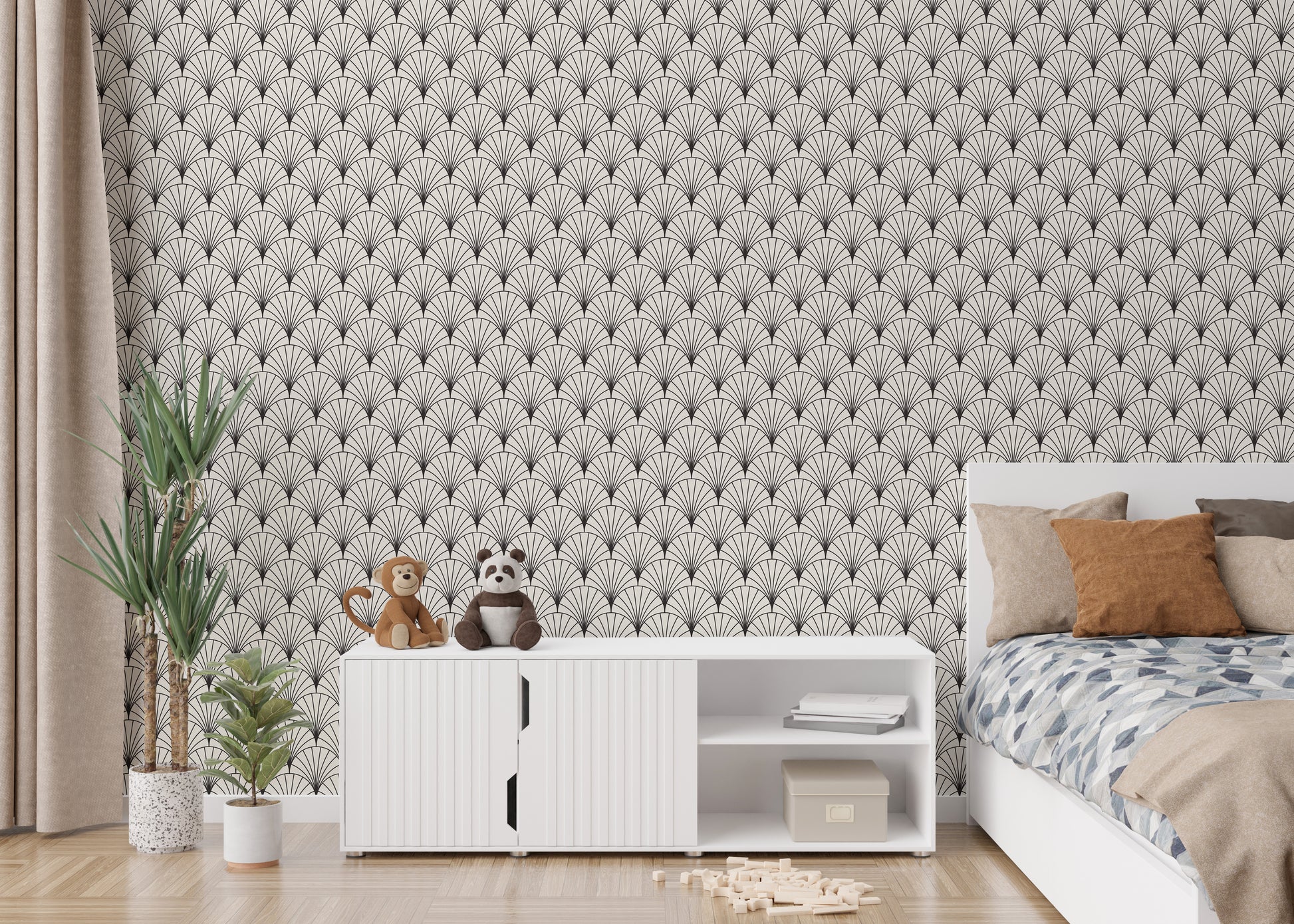 Classic art deco wallpaper with arch design
