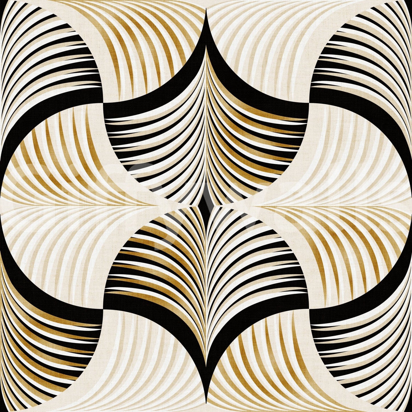 Art Deco Botanical Palm Fan Gold and Black Wallpaper⁠