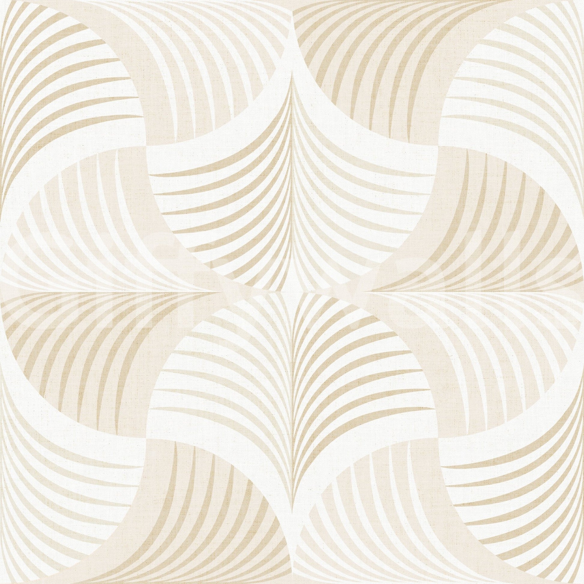 Art Deco Botanical Palm Fan Soft White Beige wallpaper close-up showing the beige and white palm fan pattern
