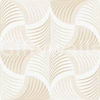 Art Deco Botanical Palm Fan Soft White Beige wallpaper close-up showing the beige and white palm fan pattern