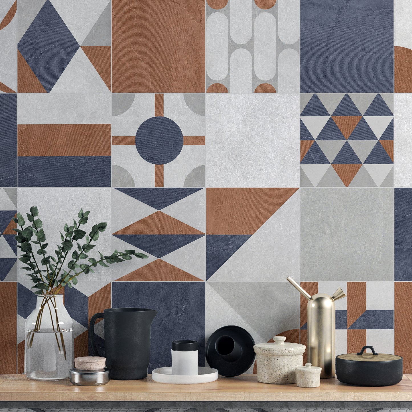 Multicolor Art Deco Terrazzo Wallpaper Mural - Giffywalls