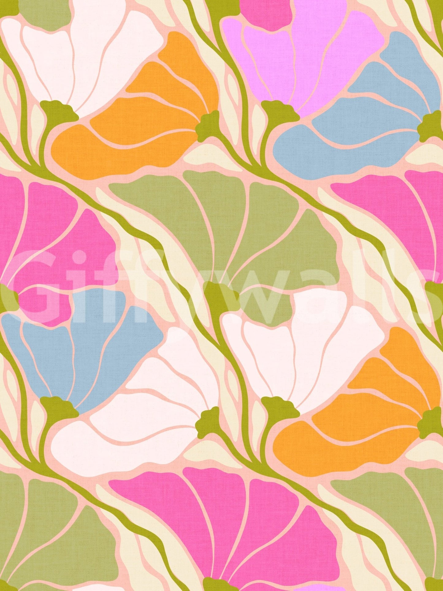 Art Nouveau Botanica Fan Flow - Bloom Burst Wallpaper⁠