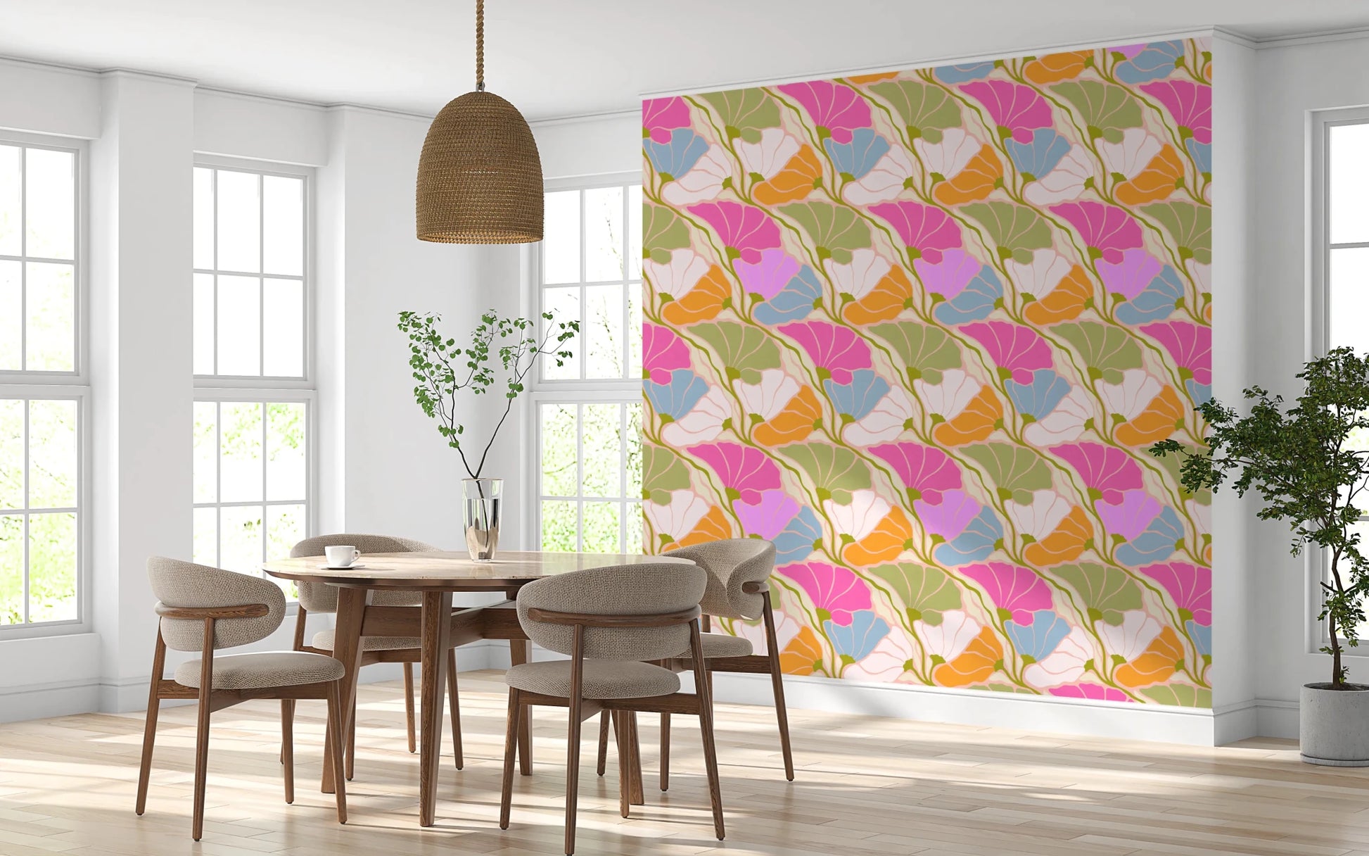 Art Nouveau Botanica Fan Flow - Bloom Burst Wallpaper⁠