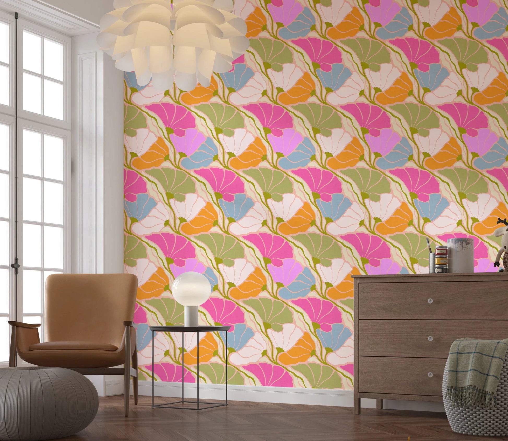 Art Nouveau Botanica Fan Flow - Bloom Burst Wallpaper⁠