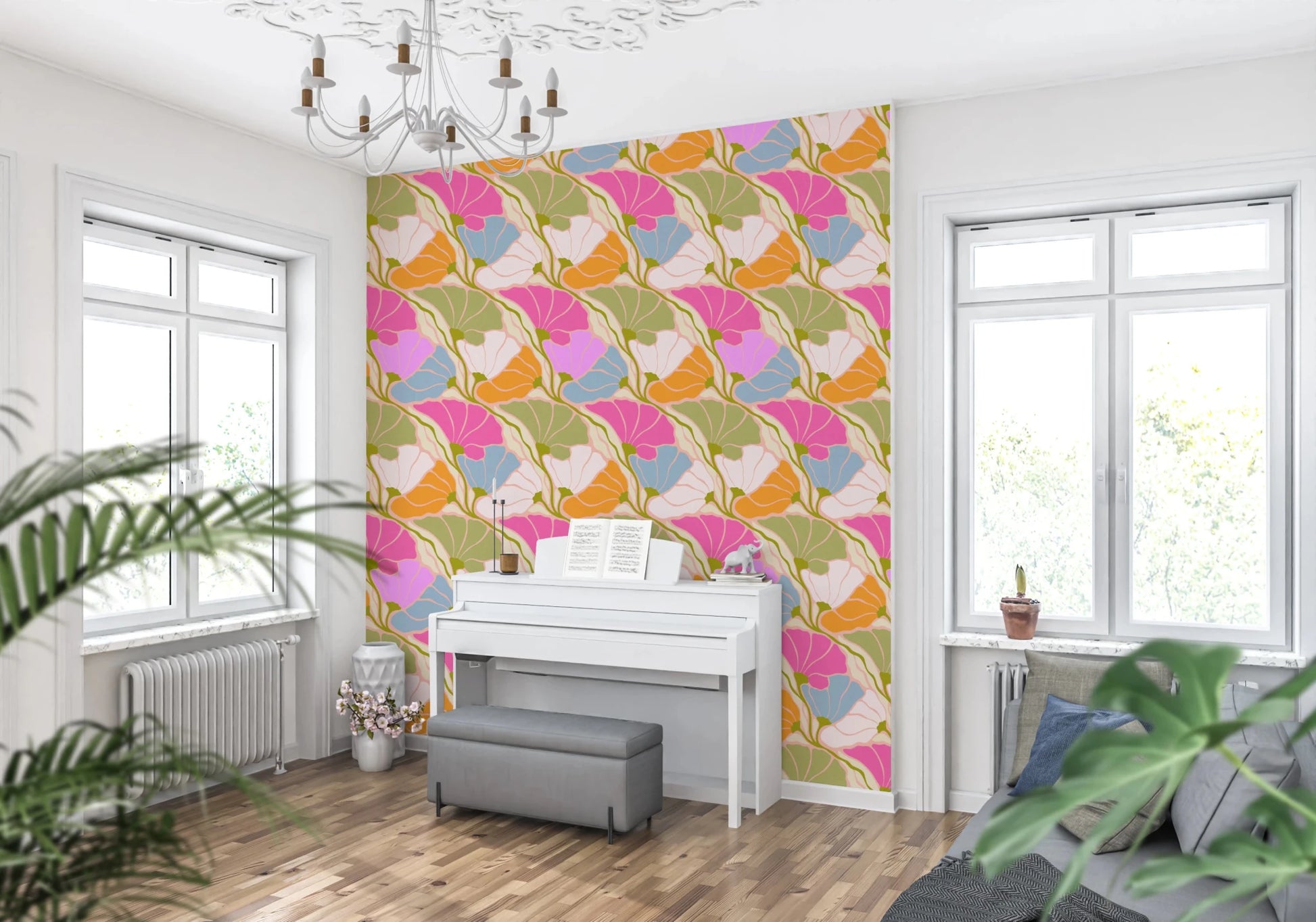 Art Nouveau Botanica Fan Flow - Bloom Burst Wallpaper⁠