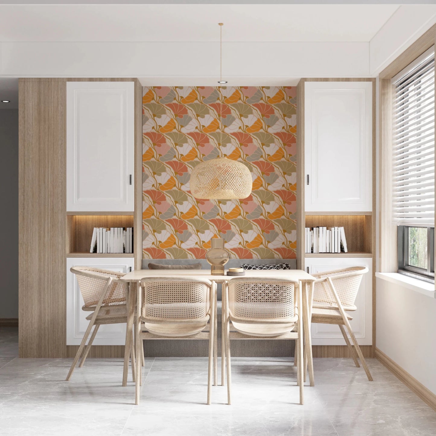 Art Nouveau Botanica Fan Flow - Cosy Blooms Wallpaper⁠