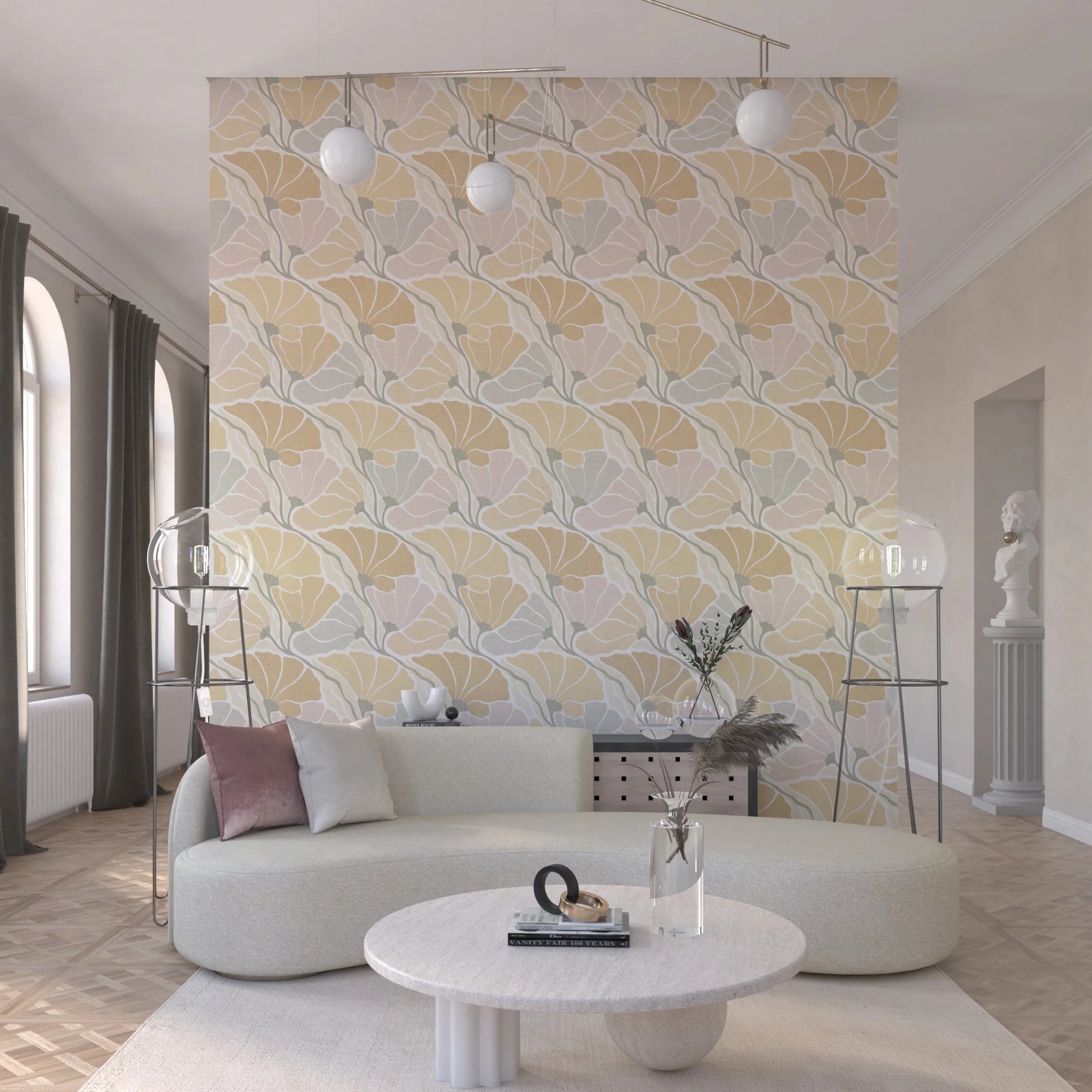 Art Nouveau Botanica Fan Flow - Earthy Tones Wallpaper⁠