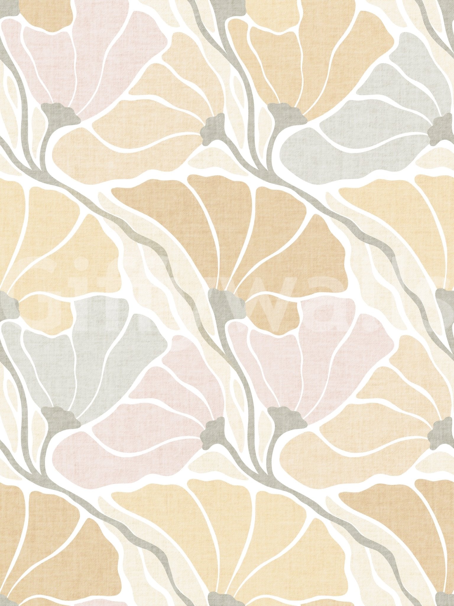 Art Nouveau Botanica Fan Flow - Earthy Tones Wallpaper⁠