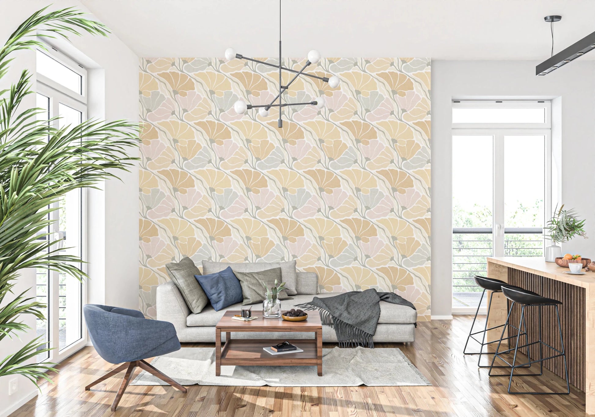 Art Nouveau Botanica Fan Flow - Earthy Tones Wallpaper⁠