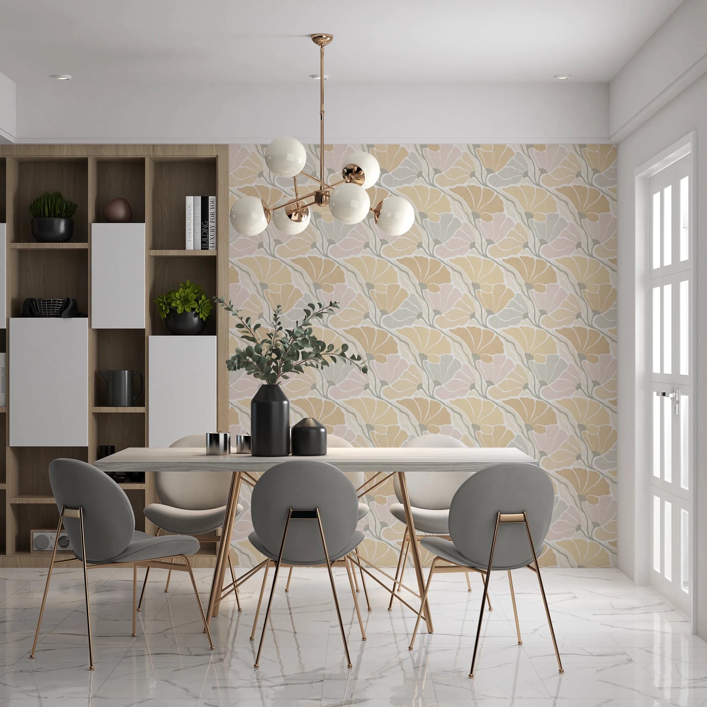 Art Nouveau Botanica Fan Flow - Earthy Tones Wallpaper⁠