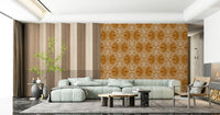 Intricate dotted detail orange ivory peel and stick wallpaper classic look.