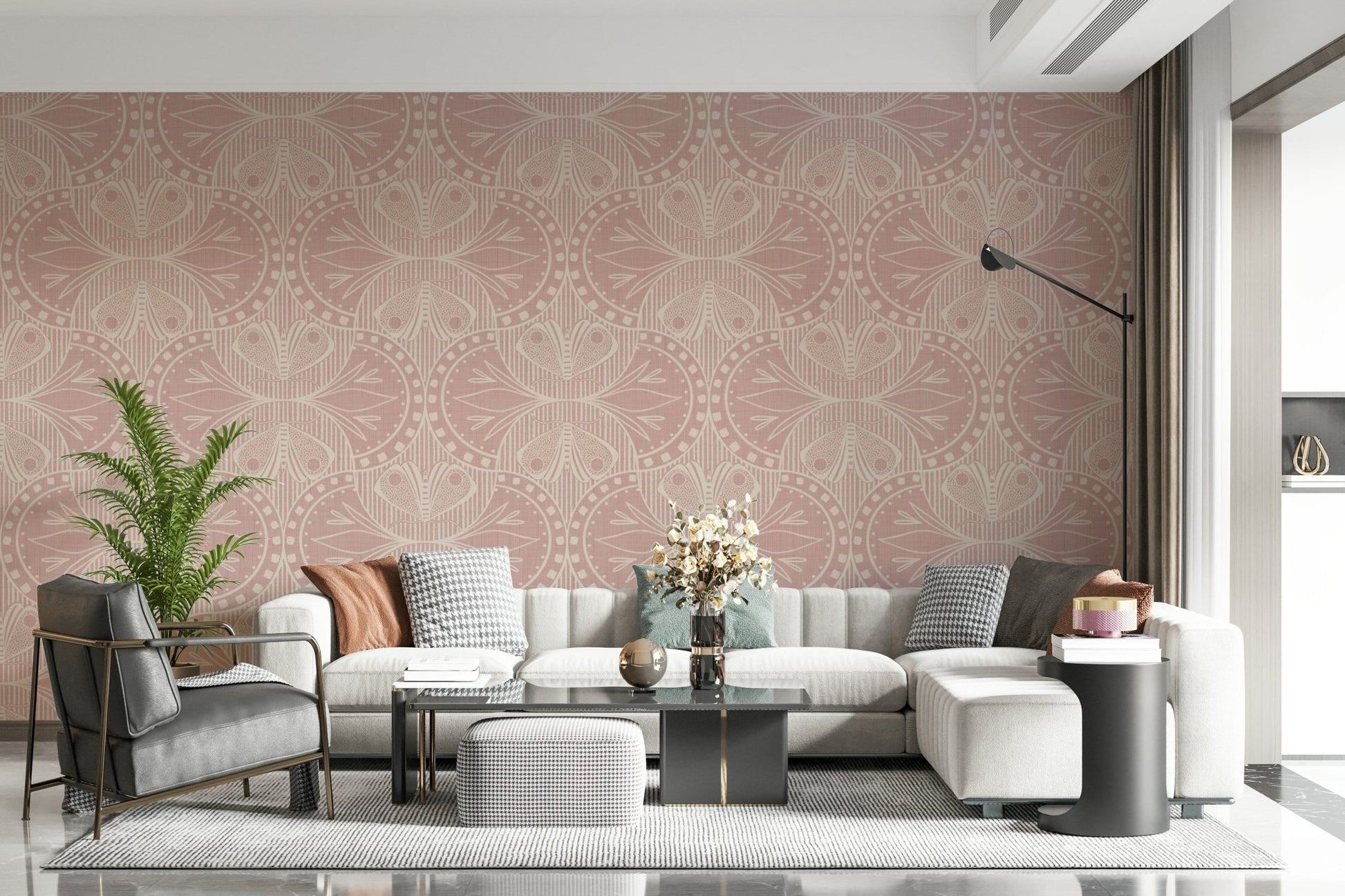 Art Nouveau Butterfly Floral wallpaper luxury decorative pattern choice.
