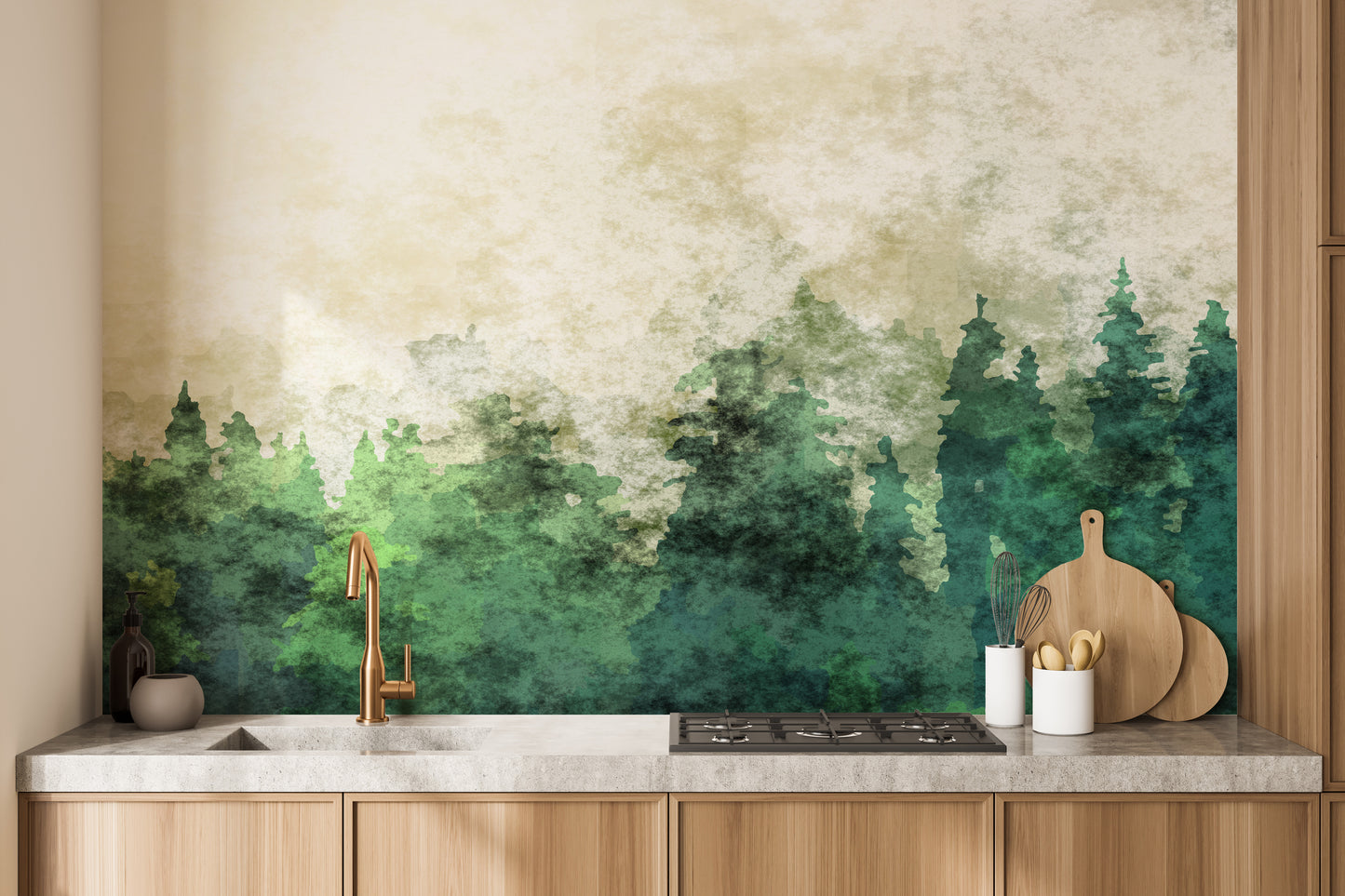 artistic forest design wallpaper mural