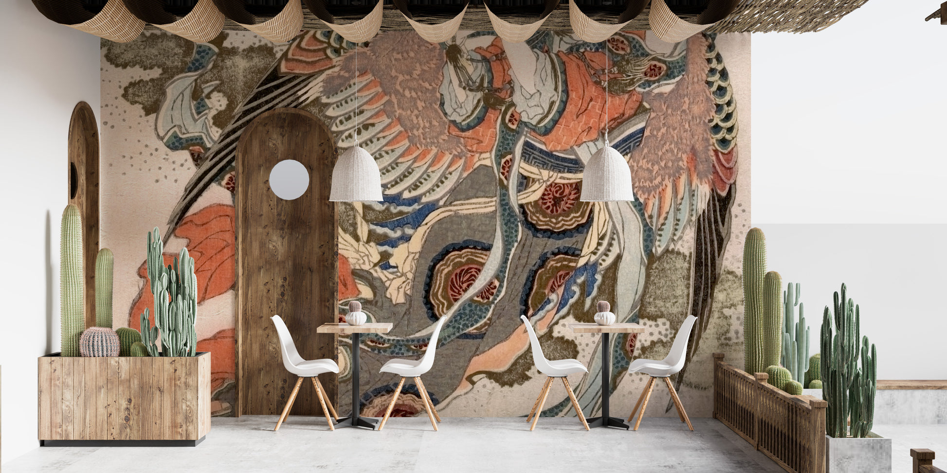 Detailed angel-themed Asian wallpaper murals
