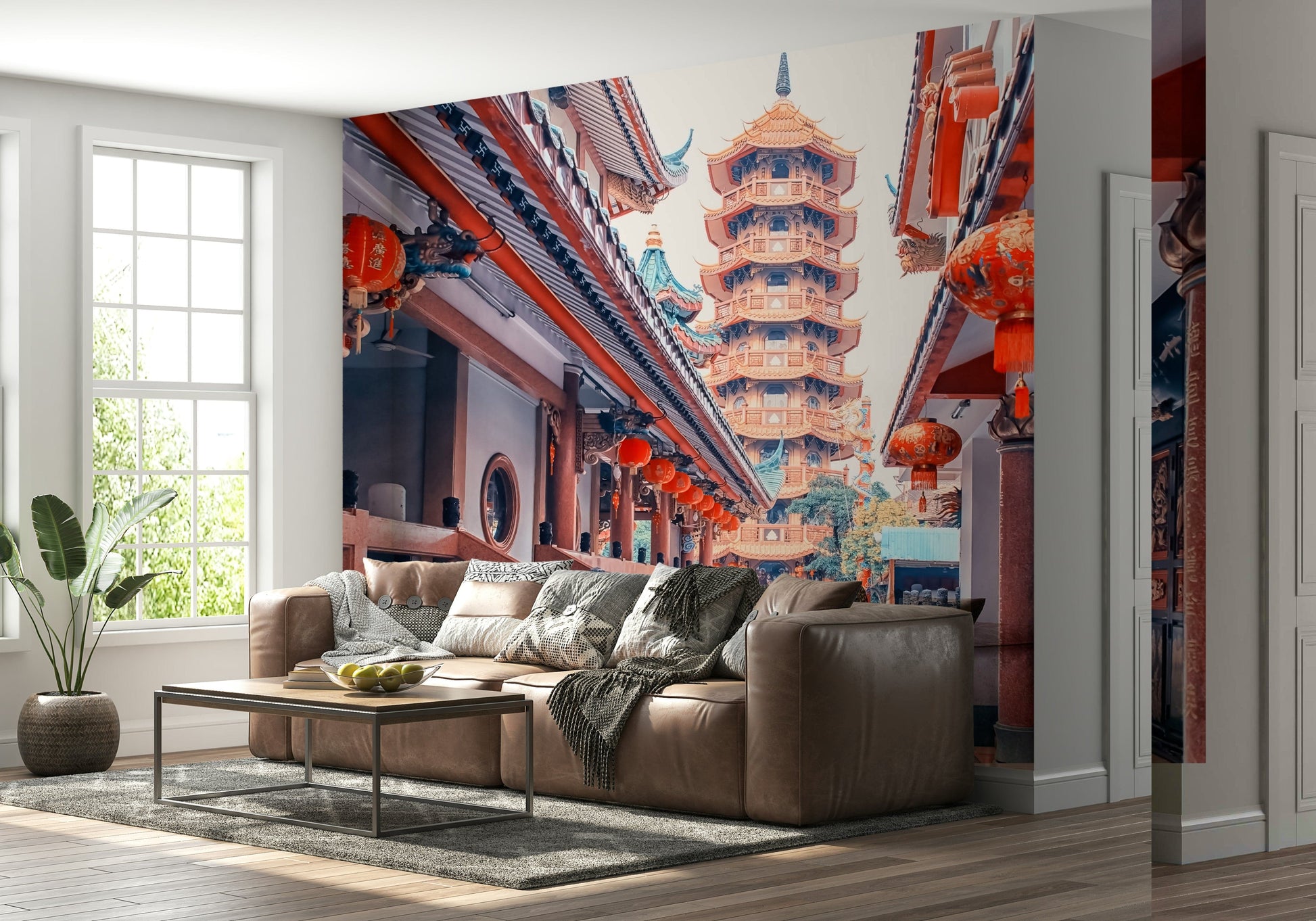 Custom Asian Temple Vista wall print: unique cultural sanctuary.
